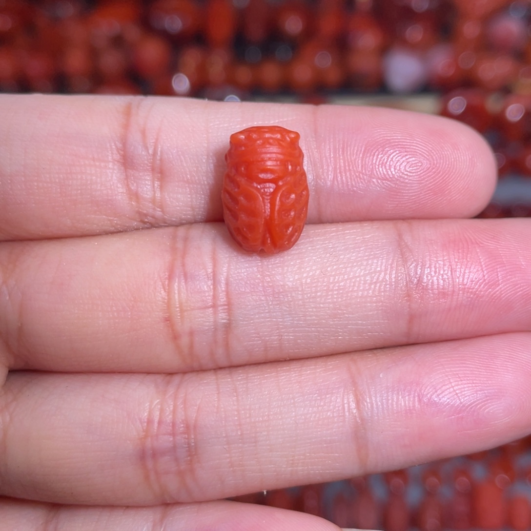 南红玛瑙未镶嵌蝉一鸣惊人9mm