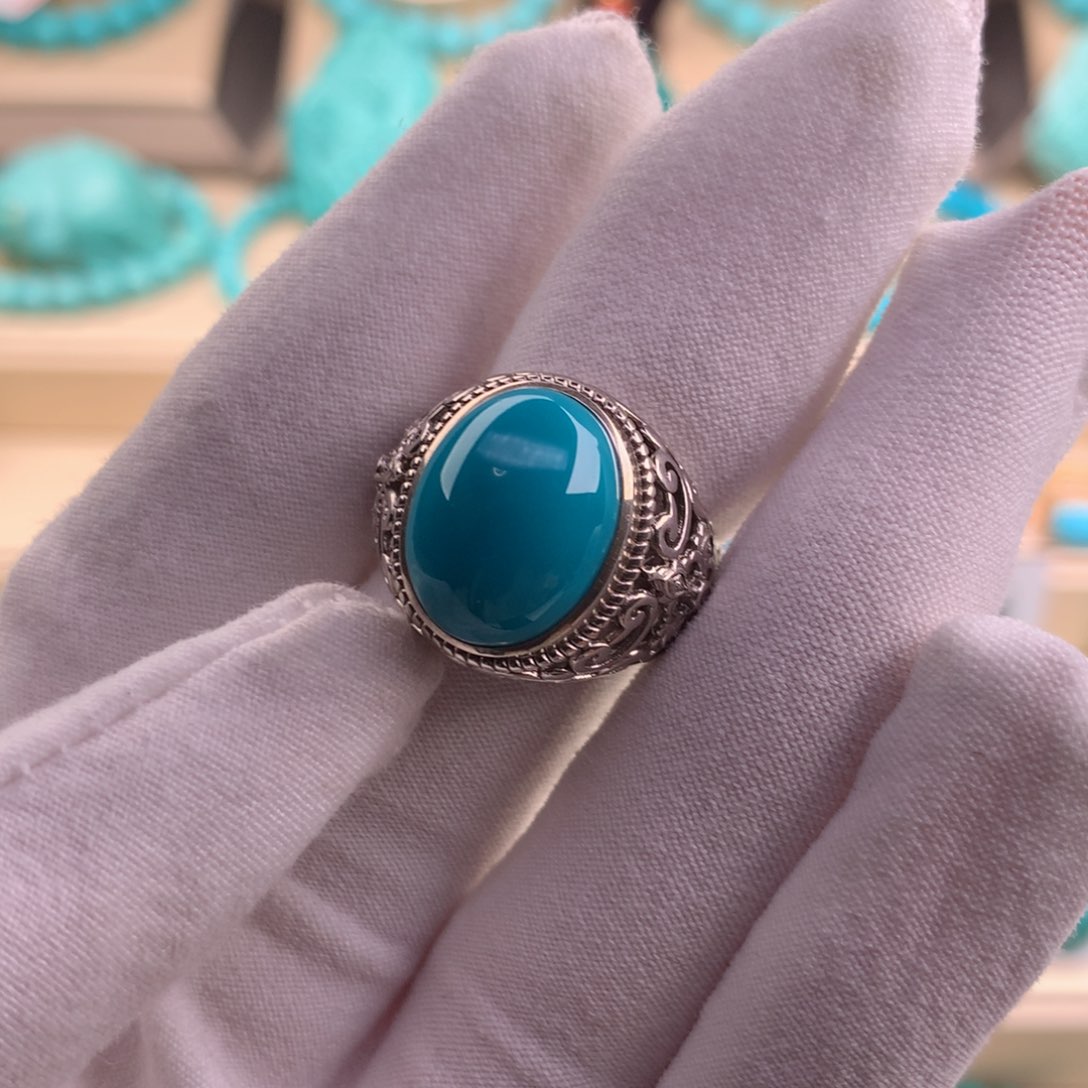 绿松石珠宝奇石银S925镶嵌河***船