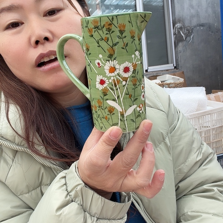 外贸雏菊手绘买壶