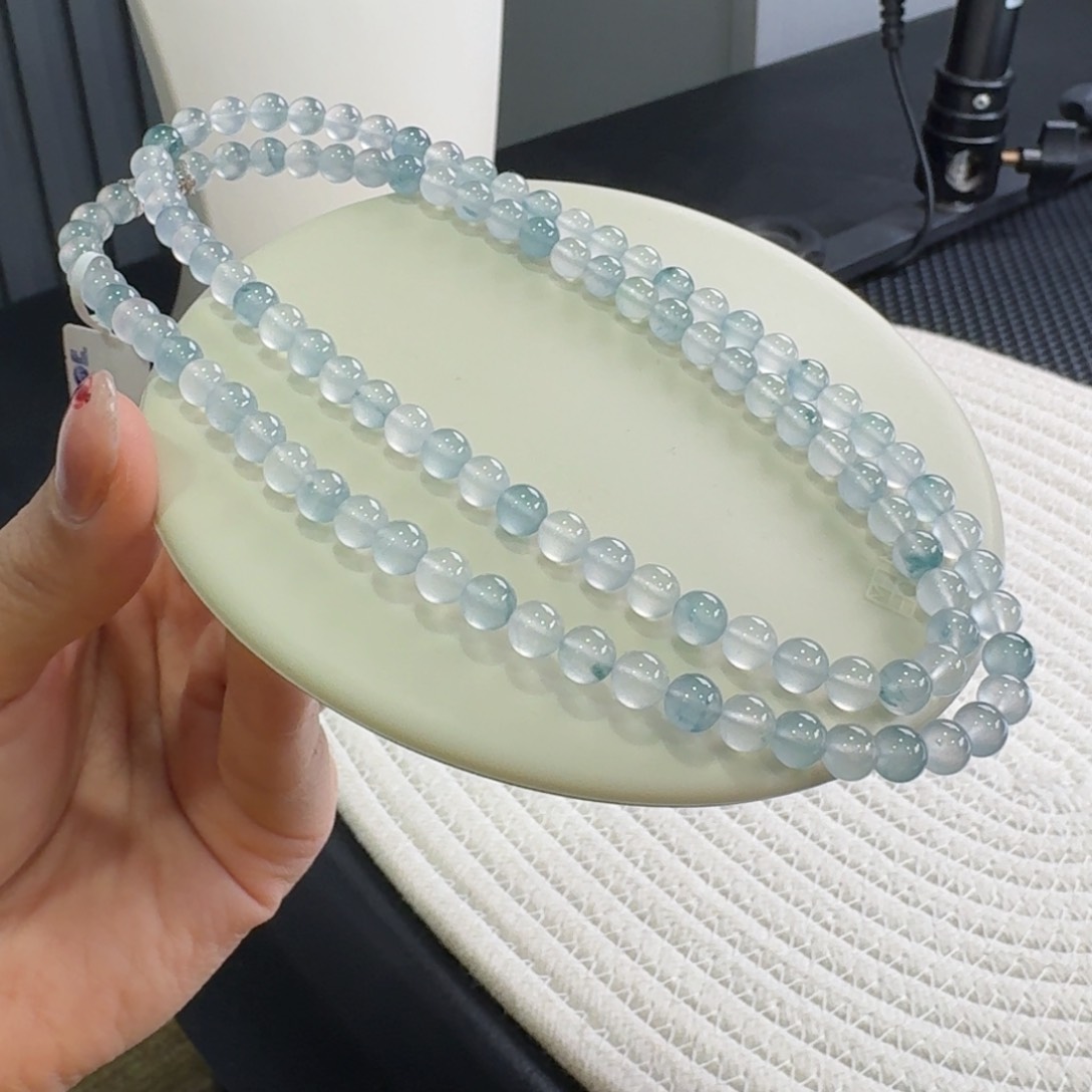 翡翠手链未镶嵌玻璃钢渐变长串6mm