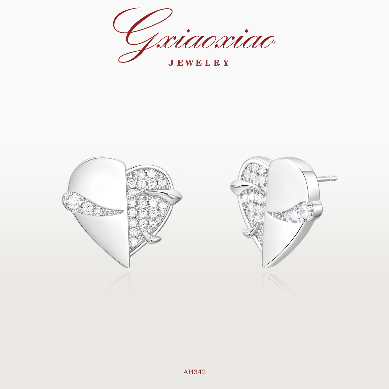 G XIAOXIAO 镀K金 法式高级感轻奢时尚爱心耳环 AH342