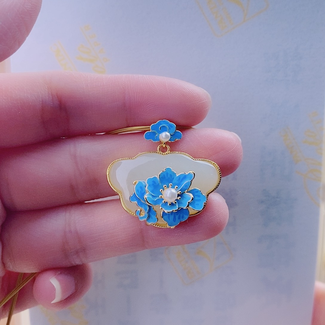 和田玉颈饰银S925镀金镶嵌