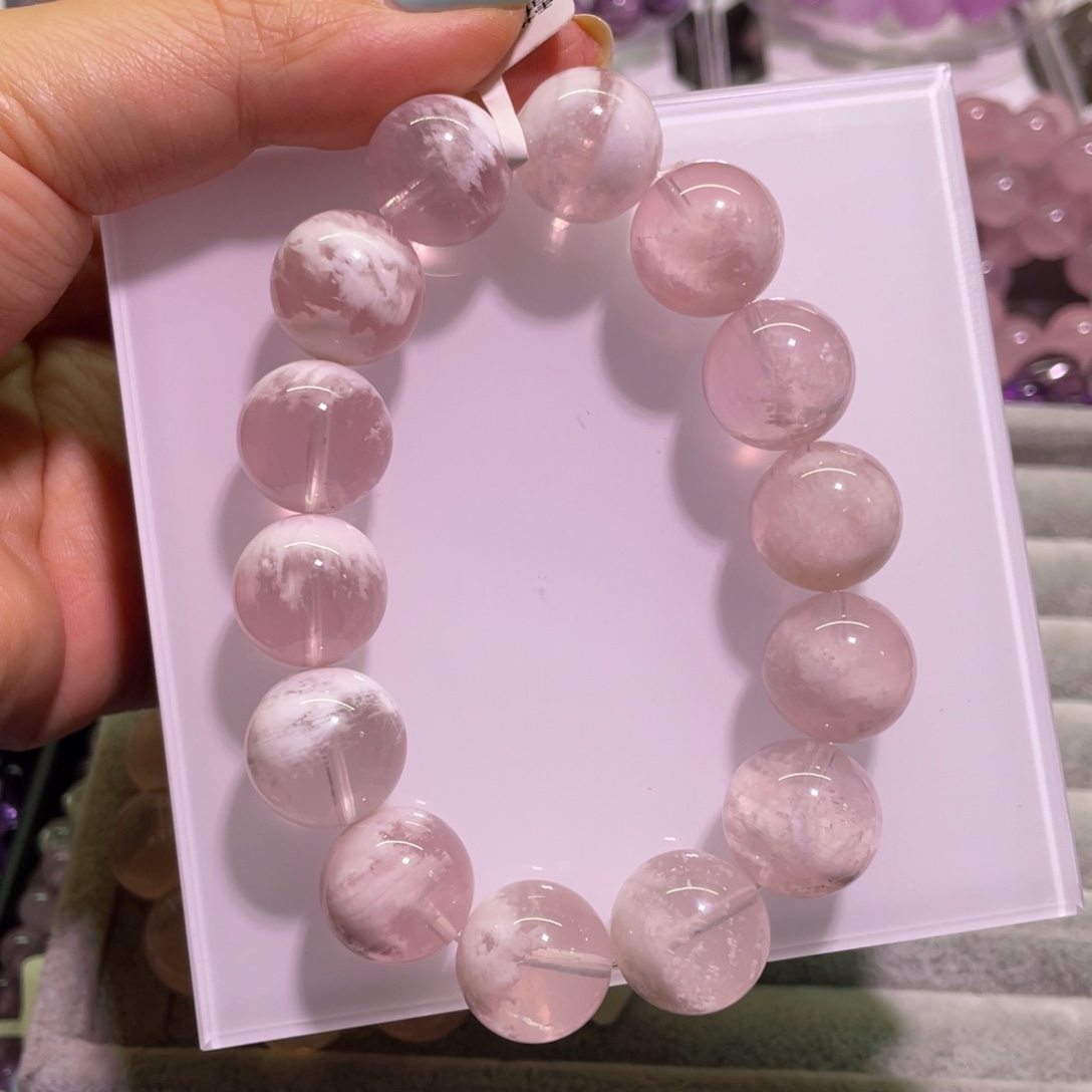 阿***雾水晶手链未镶嵌粉雪花