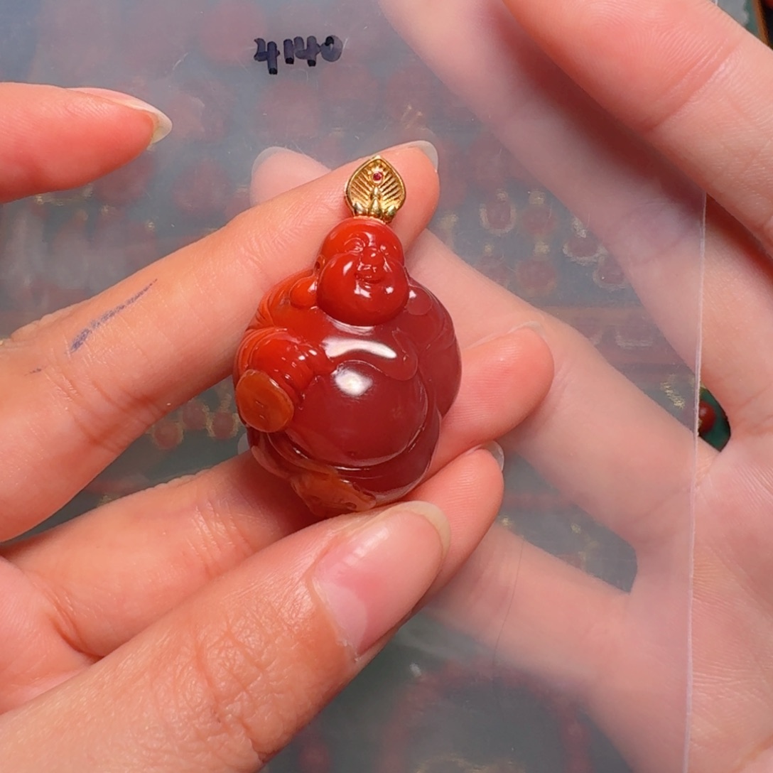 南红玛瑙南红18K金镶嵌