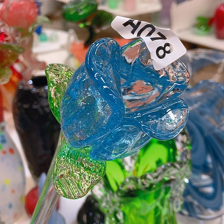 琉璃高度47厘米琉璃玫瑰花