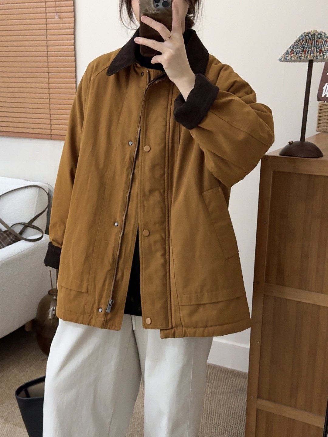 复古文艺范翻领棉服女款冬季高级感新款宽松百搭气质小个子棉衣潮