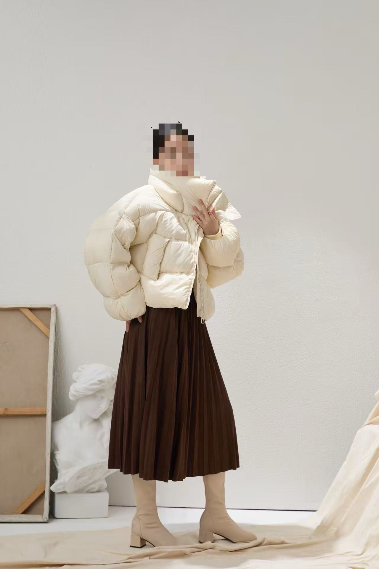 【九月专属】YS9137斜拉链短款羽绒服韩版泡芙款里料时尚外套