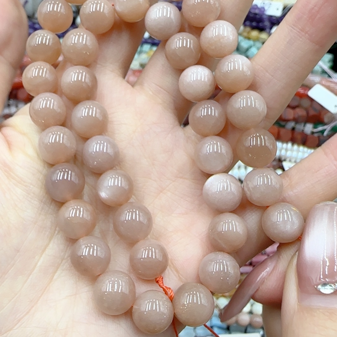 玛瑙/玉髓未镶嵌珠宝半成品一级太阳石一条卡十