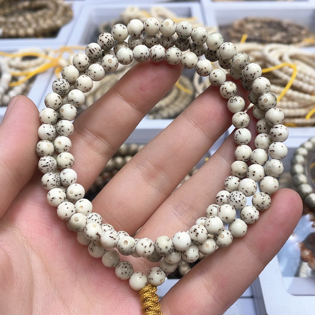 星月菩提手串原生态月留白圆珠