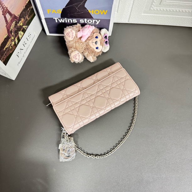 95新 DIOR/迪奥 粉紫色woc链条手提包