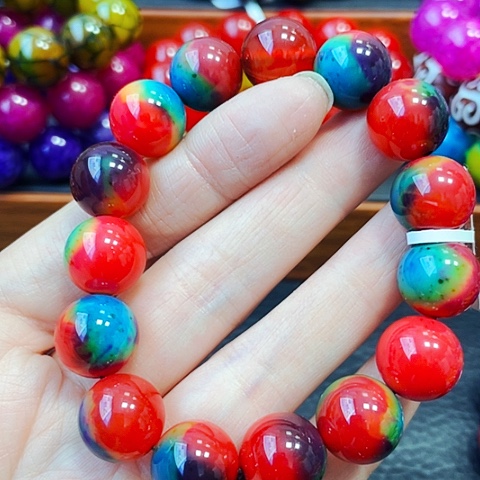 玛瑙/玉髓手链未镶嵌红蓝苏14