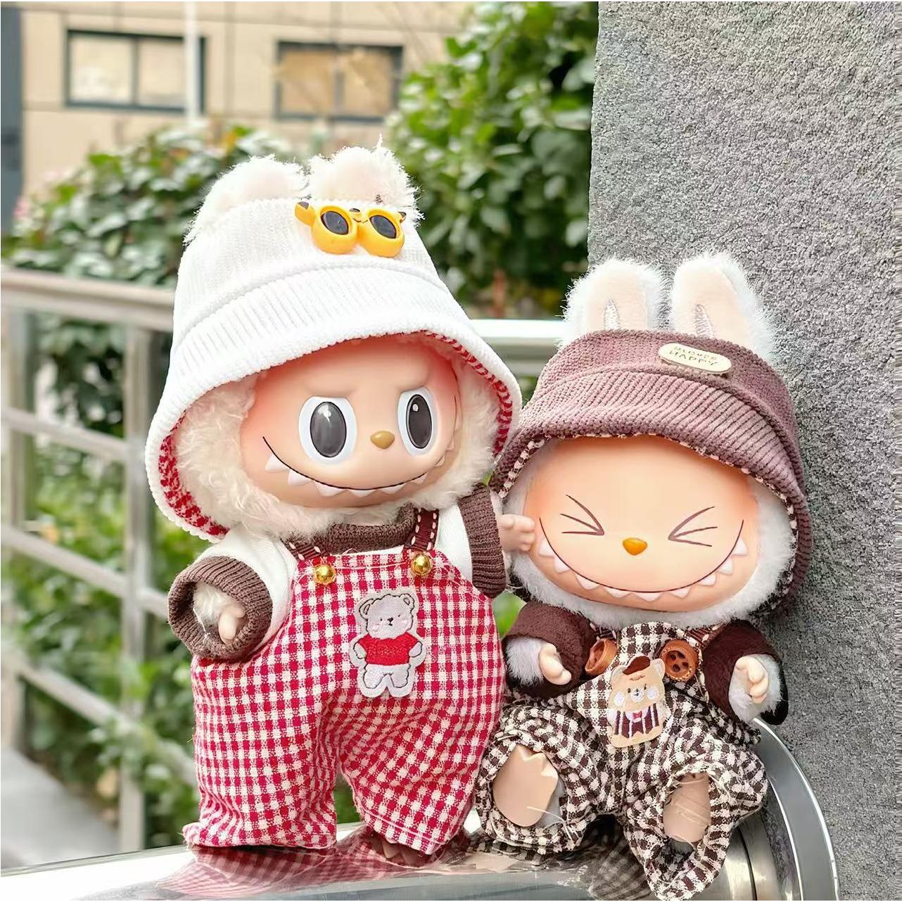 仅娃衣一二代Labubu拉布布衣服挂件坐坐娃衣爱心毛衣熊耳帽套装