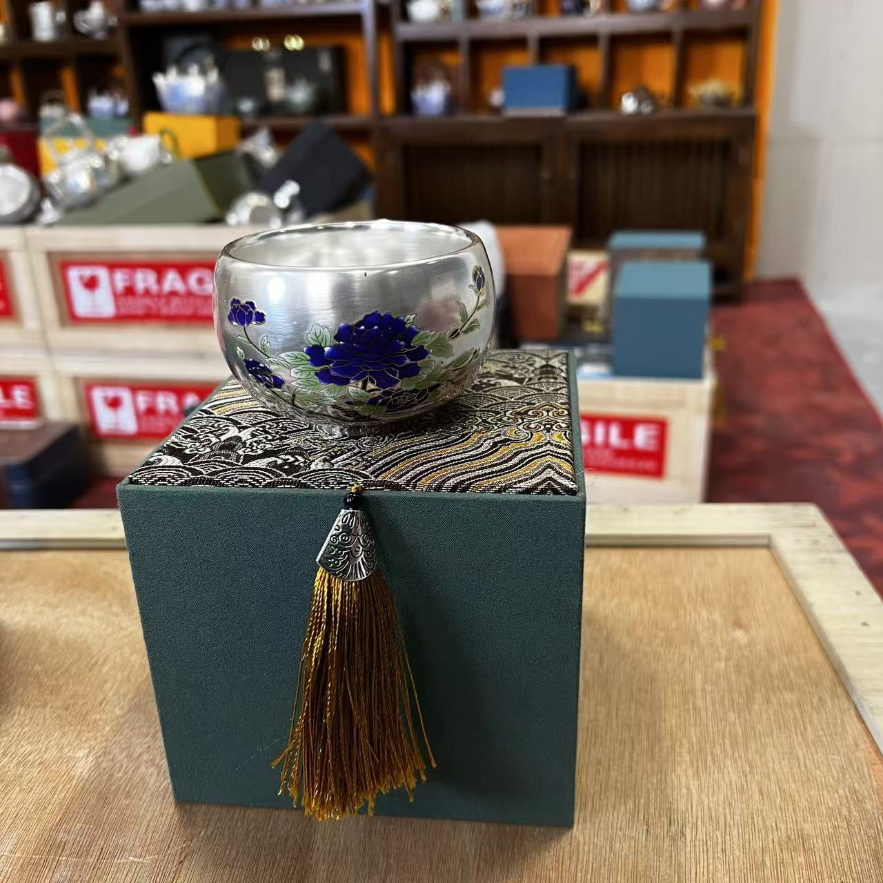 11高端个人自用牡丹花银杯