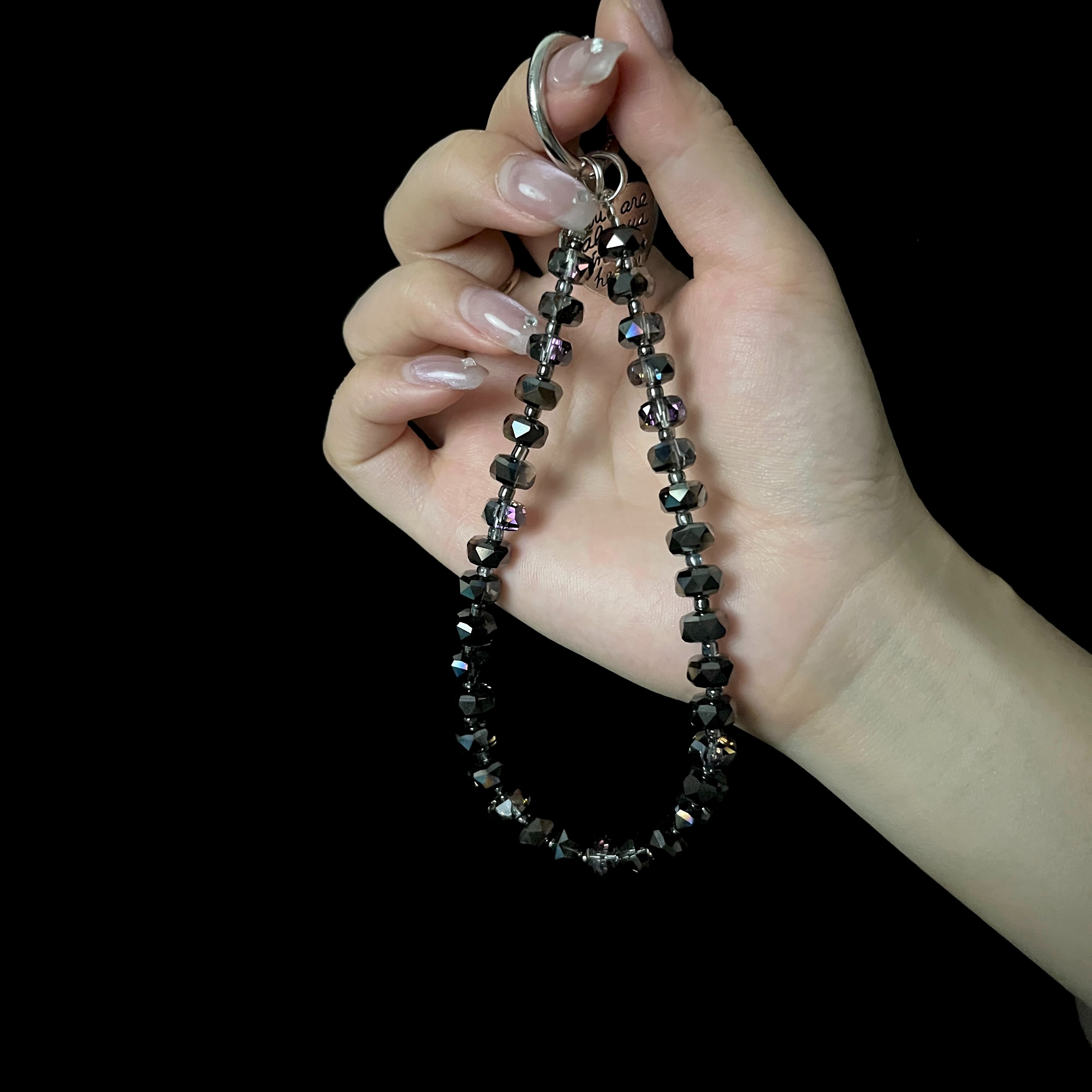 【黑耀晶晶】黑色水晶链高级感新款钥匙挂件包包挂坠吊坠ccd挂饰ins