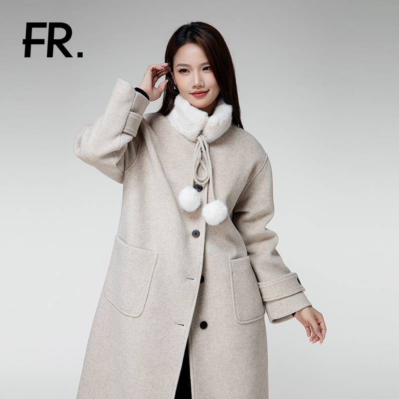 凡人优品女士呢料大衣时尚中长款L252