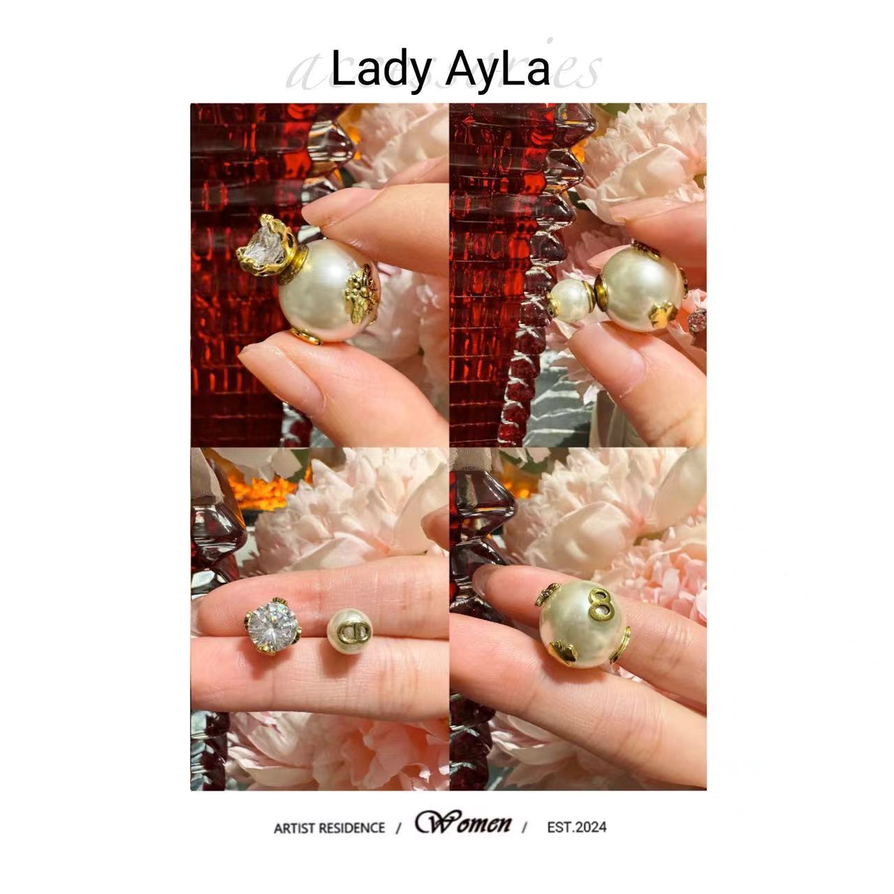 铜合金合成锆石耳饰 大小珠珠蜜蜂猪鼻双戴耳钉AL231