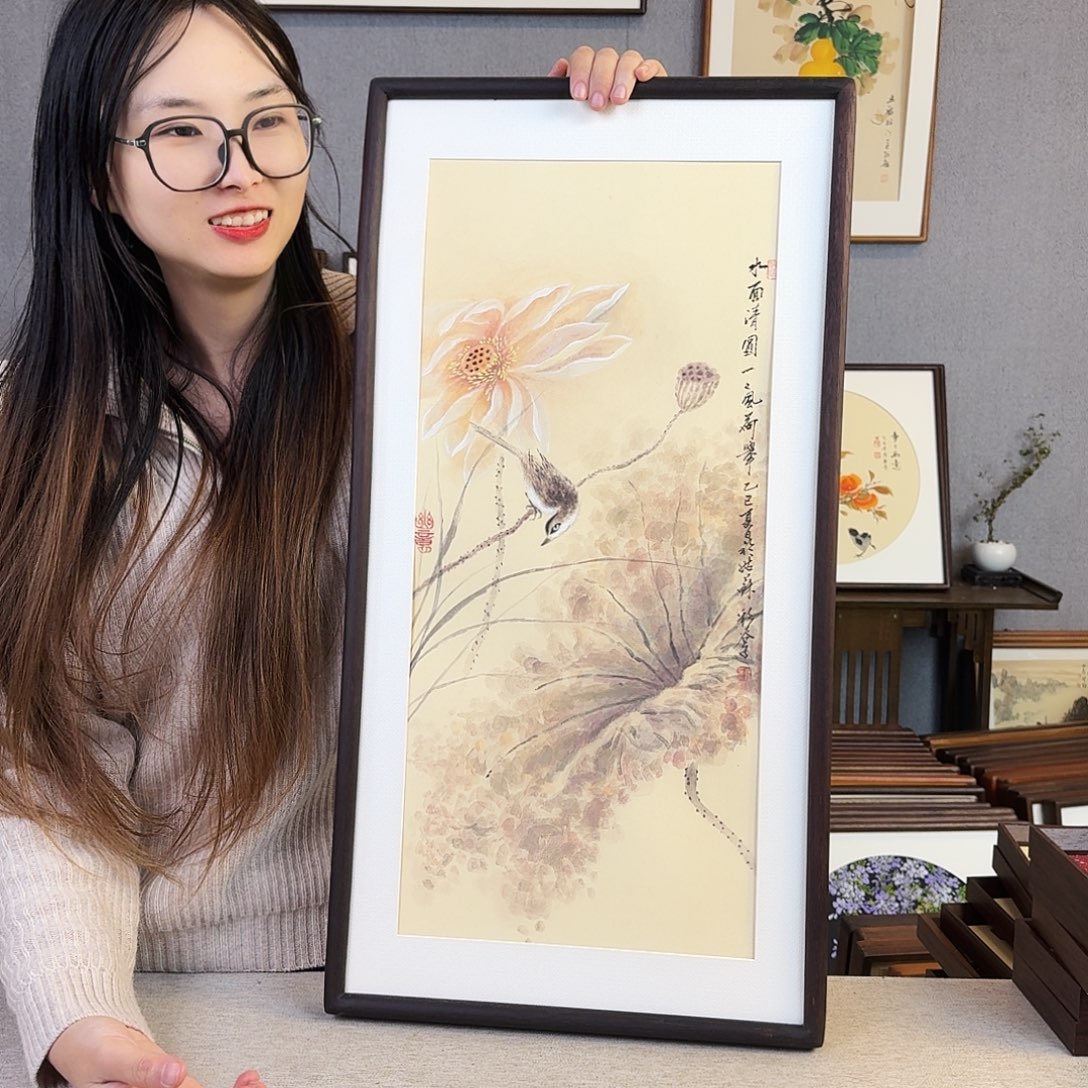 书法手绘带框尺寸： 36*69