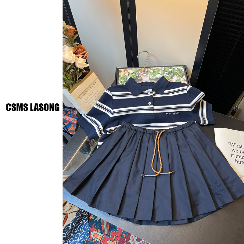 半身裙百褶裙藏蓝色松紧腰学院风抽绳裙