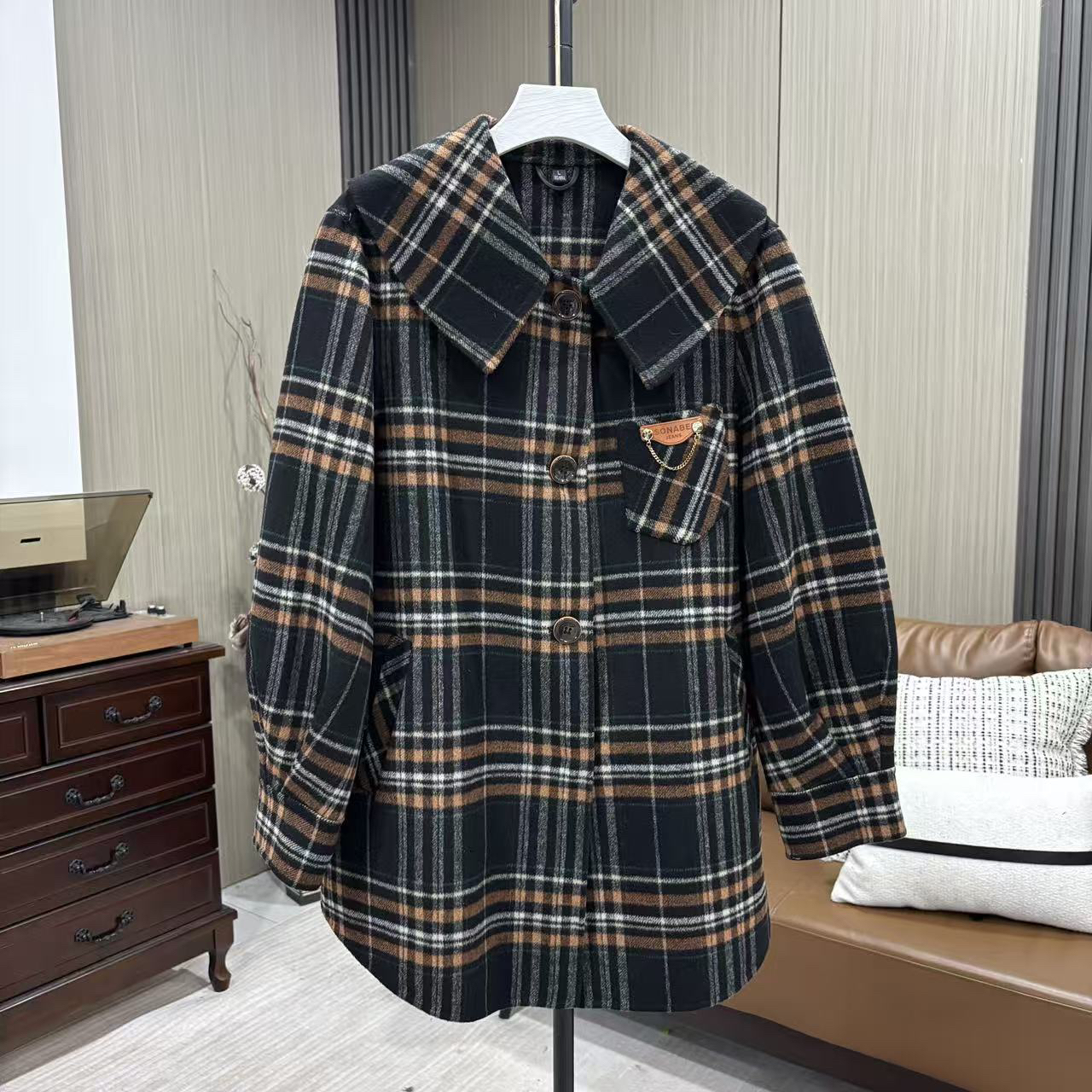 【D1005】小香风外套秋冬格子网红款娃娃外套