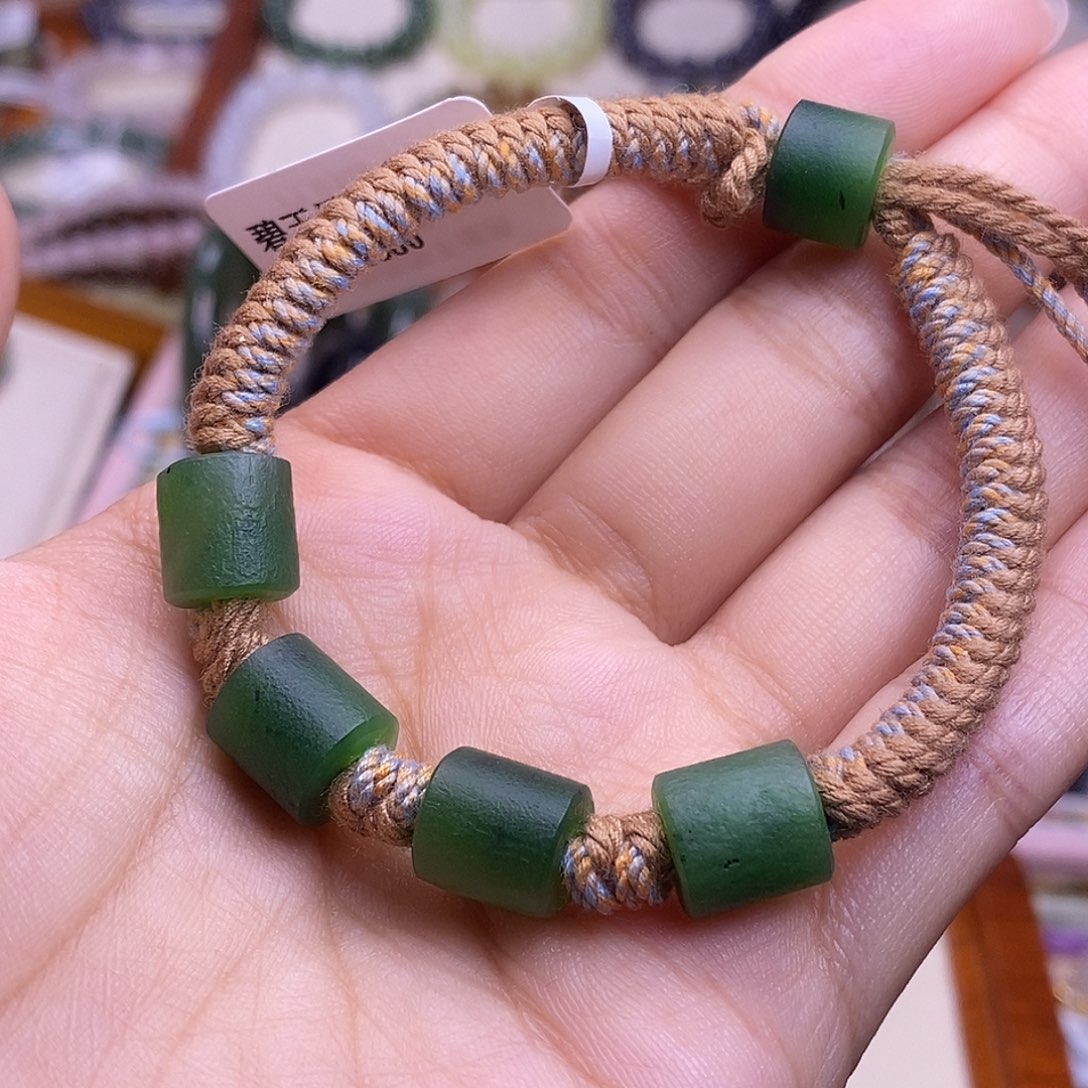 颈饰未镶嵌和田玉碧玉风化纹手链