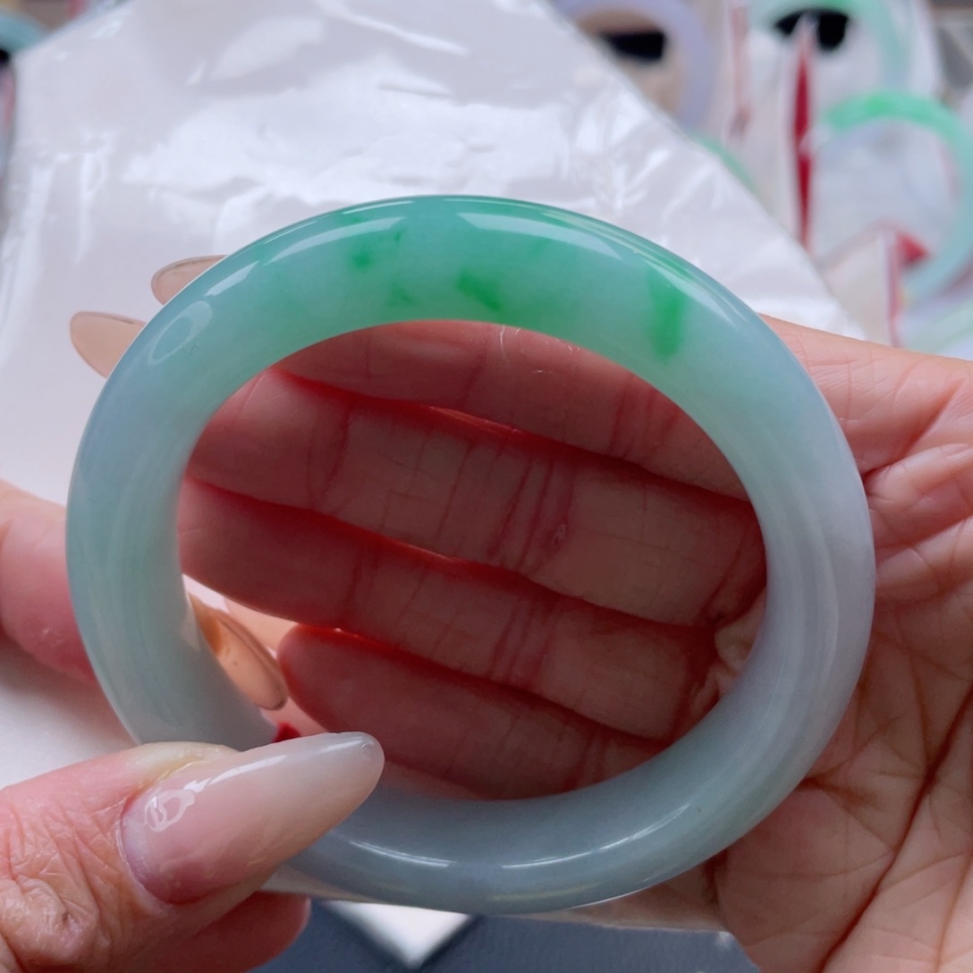 未镶嵌手镯翡翠57.0圈 阳绿 对标大万品质必拍 48号