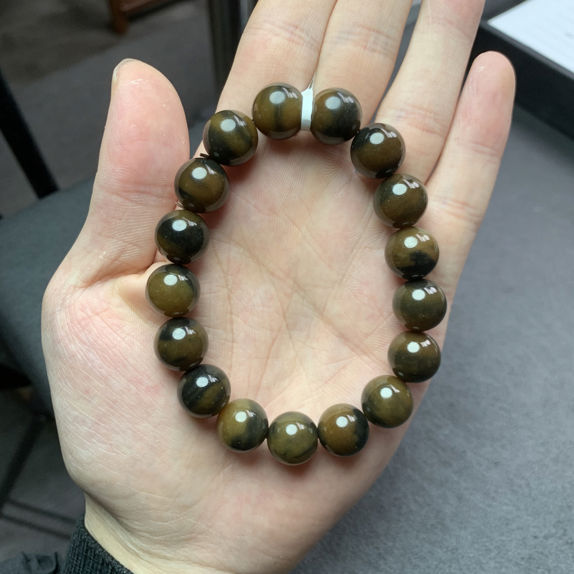 新疆和田玉且末青花手串 卡12 A125