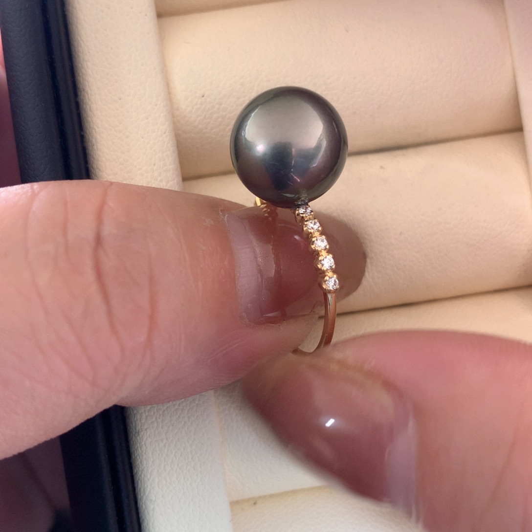 18K金镶嵌海水珍珠戒指