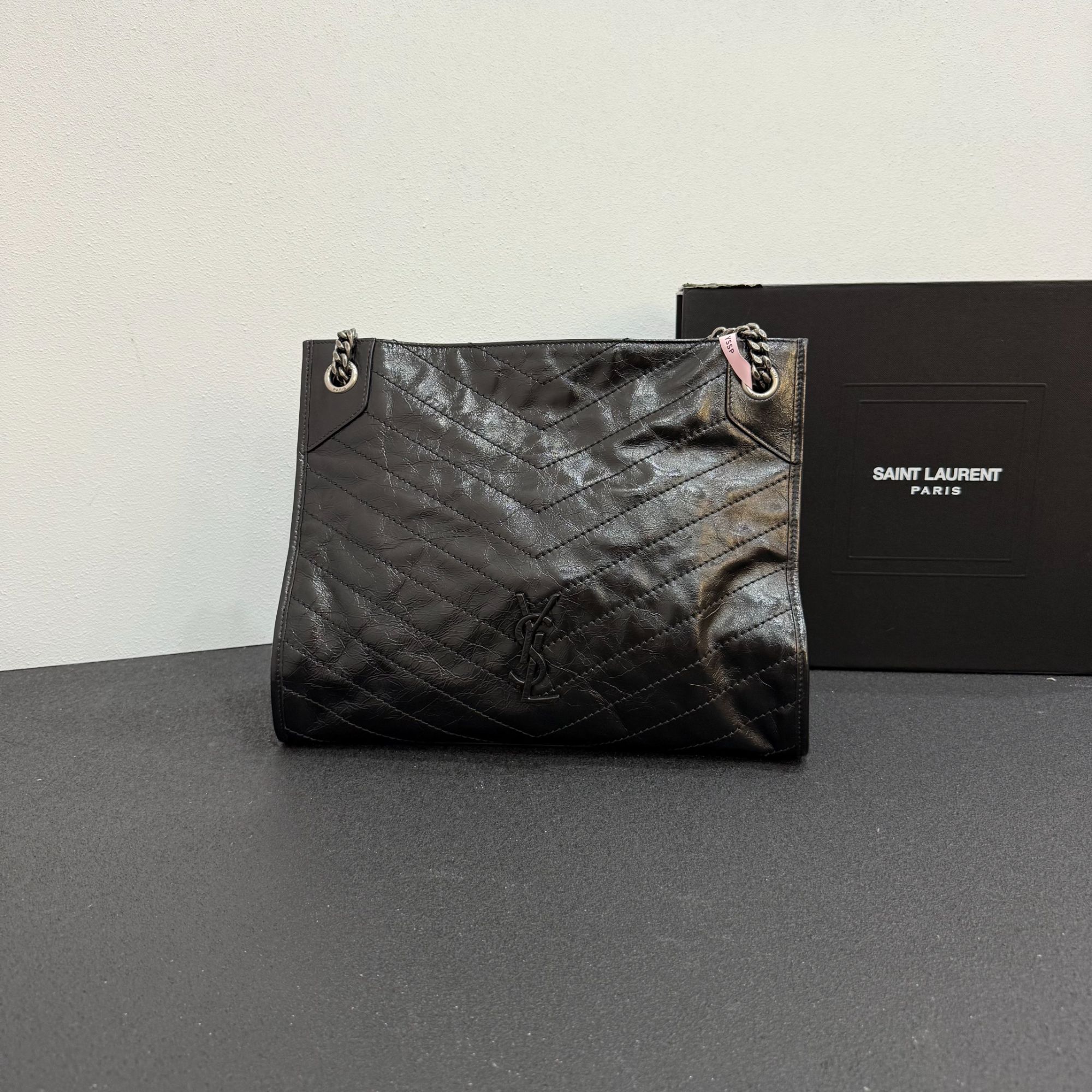 未使用 YSL/圣罗兰 壹所/Niki tote 黑银小号  单肩包 闲置 双11*