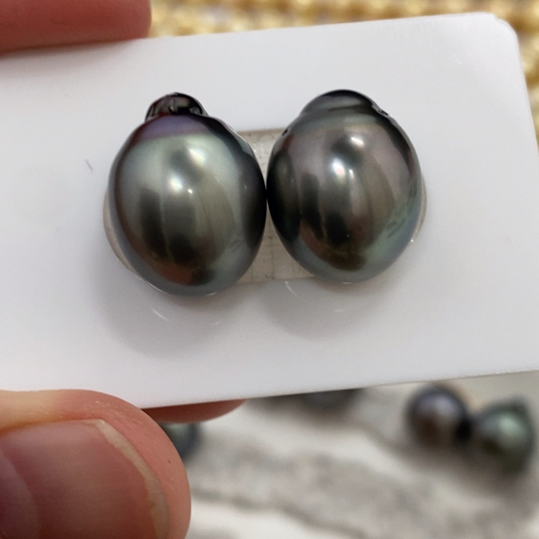 裸珠海水珍珠大溪地灰绿光12.8