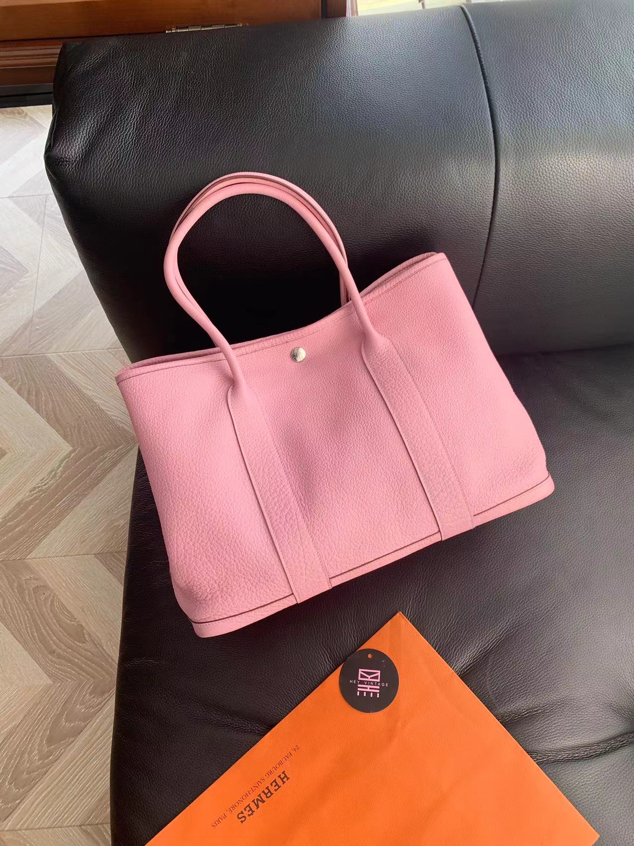 95新 Hermes/爱马仕 樱花粉全皮花园36 12889891