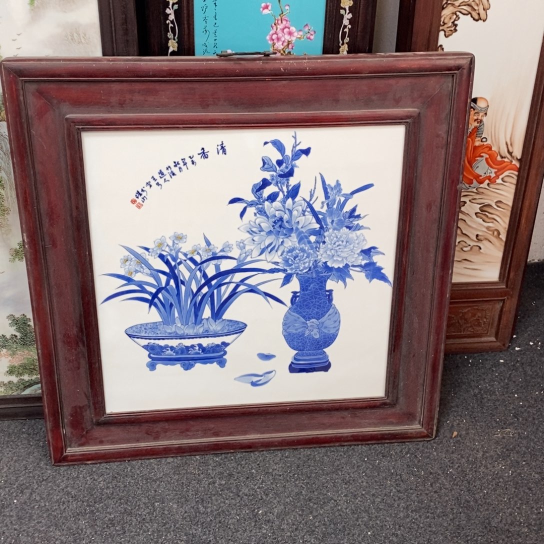 瓷75*75*1景德镇瓷板画柴窑烧制