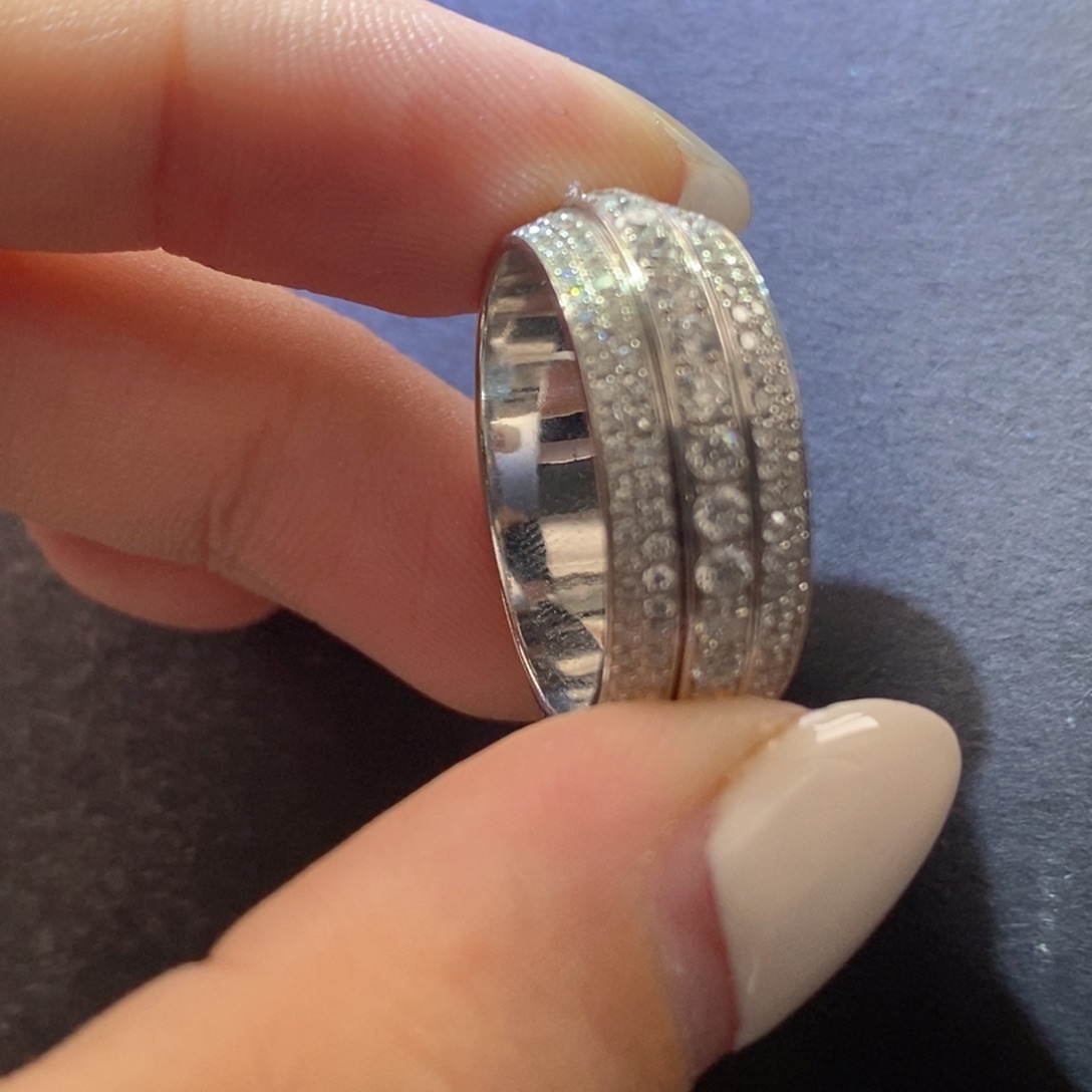 戒指/指环钻石18K金镶嵌转动满钻戒指k白满钻22