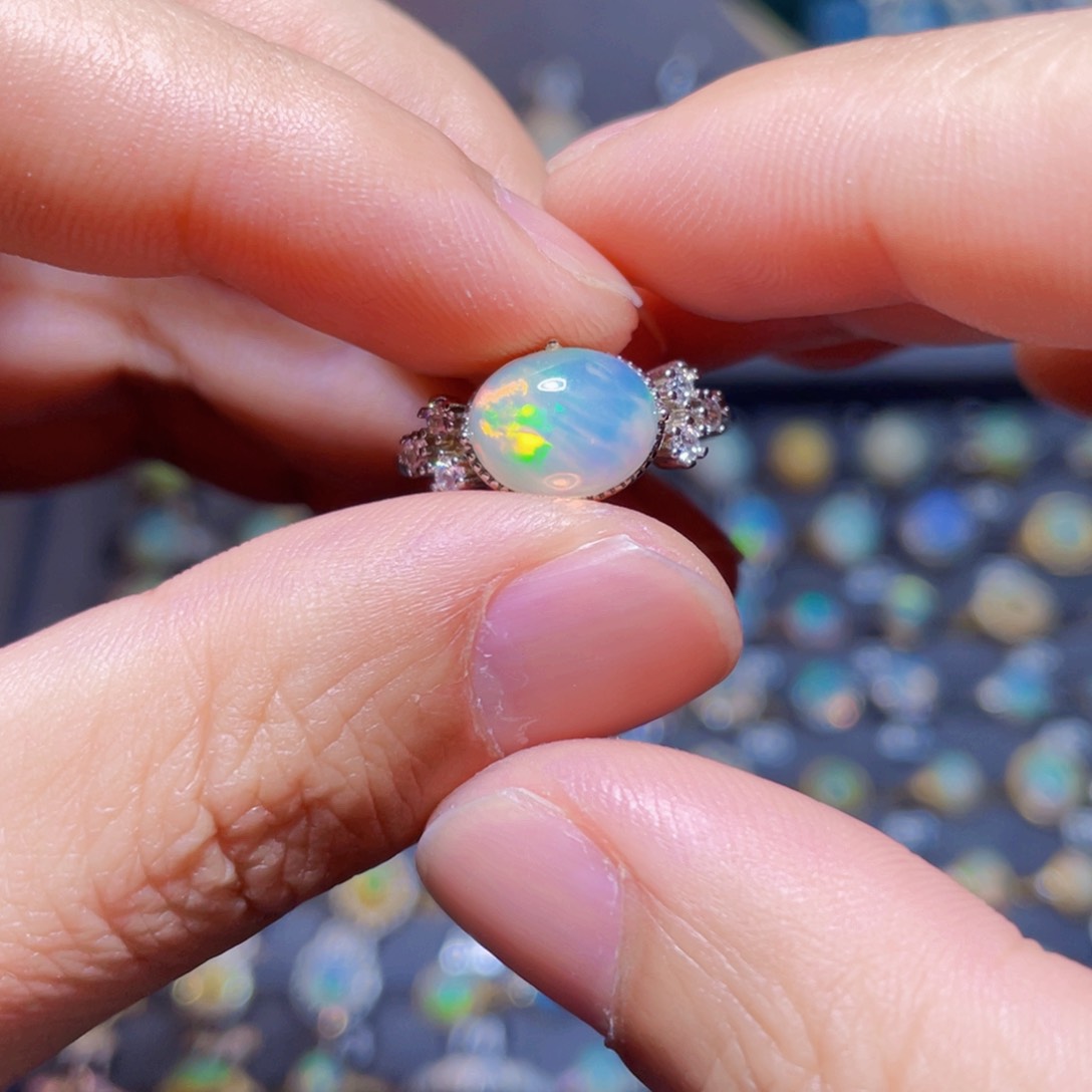 欧泊戒指）银S925镶嵌