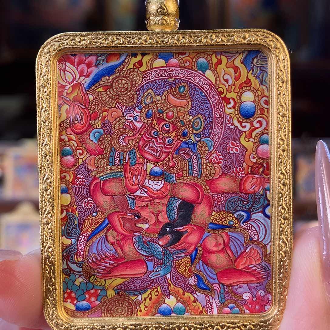 V***爱吊坠热贡纯手绘唐卡红财神