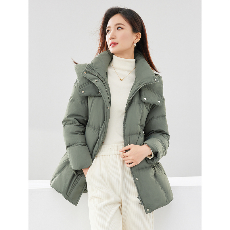 优雅保暖防风保暖连帽拉链洋气时髦鸭绒羽绒服