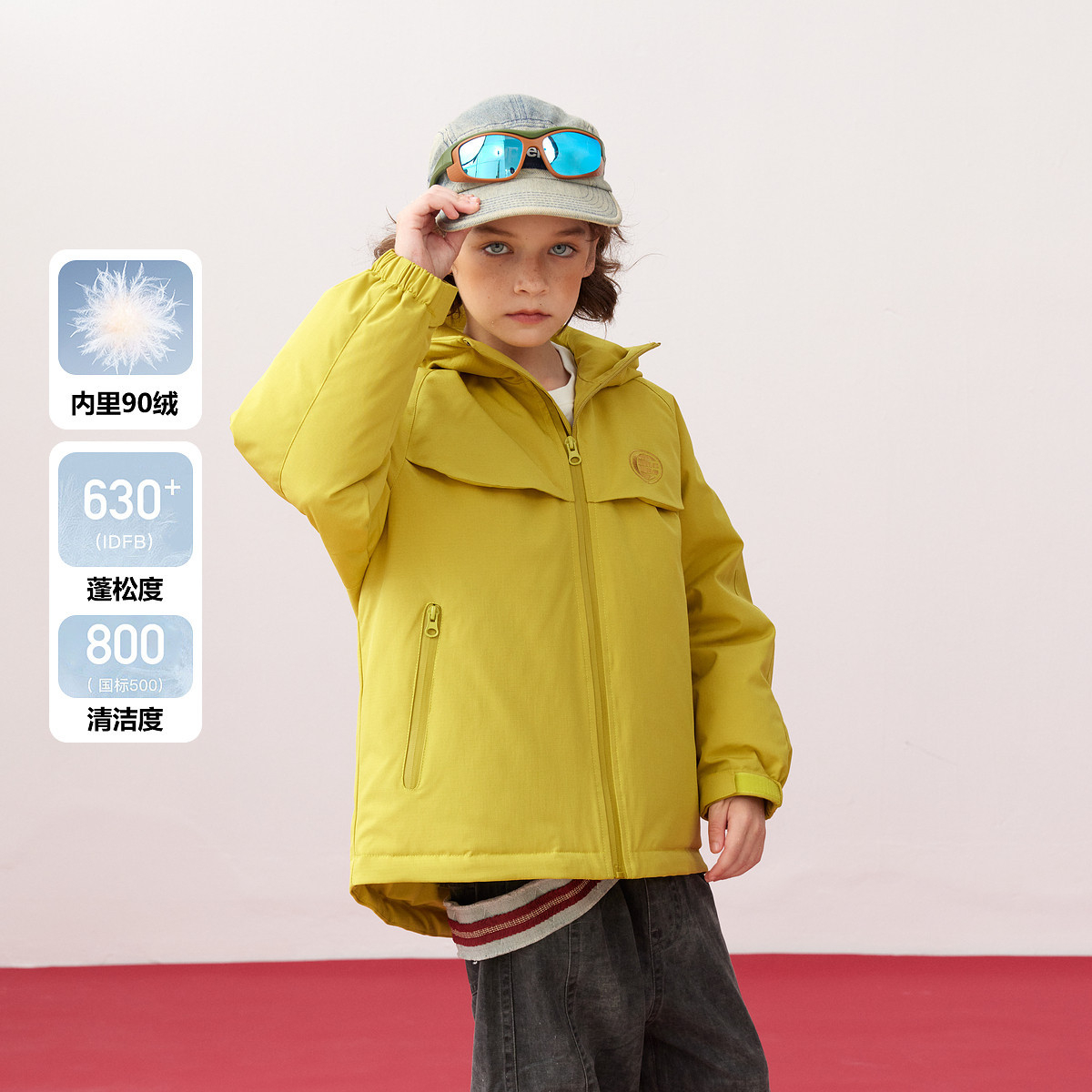 MQD男童25冬季新款户外工装风大口袋防风保暖中长羽绒服DC5411397