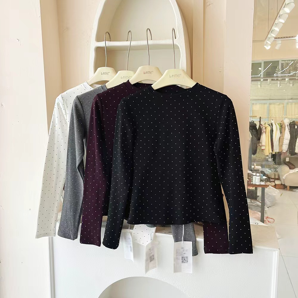 LHTE青青大码女装 满天星重工烫钻秋季时尚洋气磨毛T恤C2808