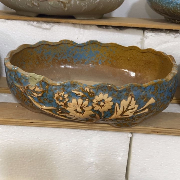 陶盆有孔 磕碰窑裂修补 介意勿拍口 30*18高8