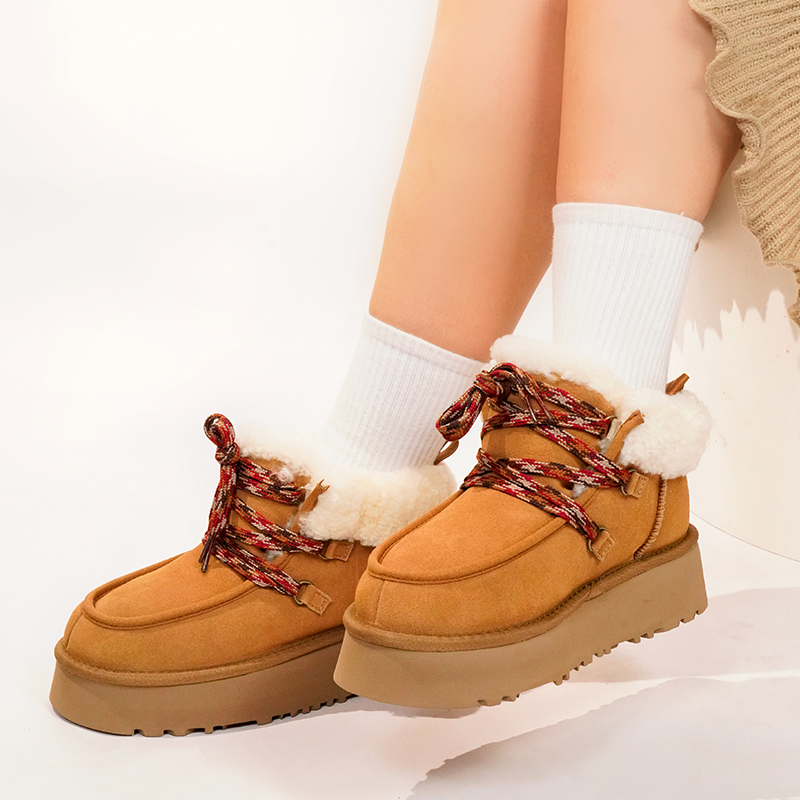 【芙卡拉】桑坡雪地靴2025新款厚底冬季爆款女款100%羊皮一体棉鞋
