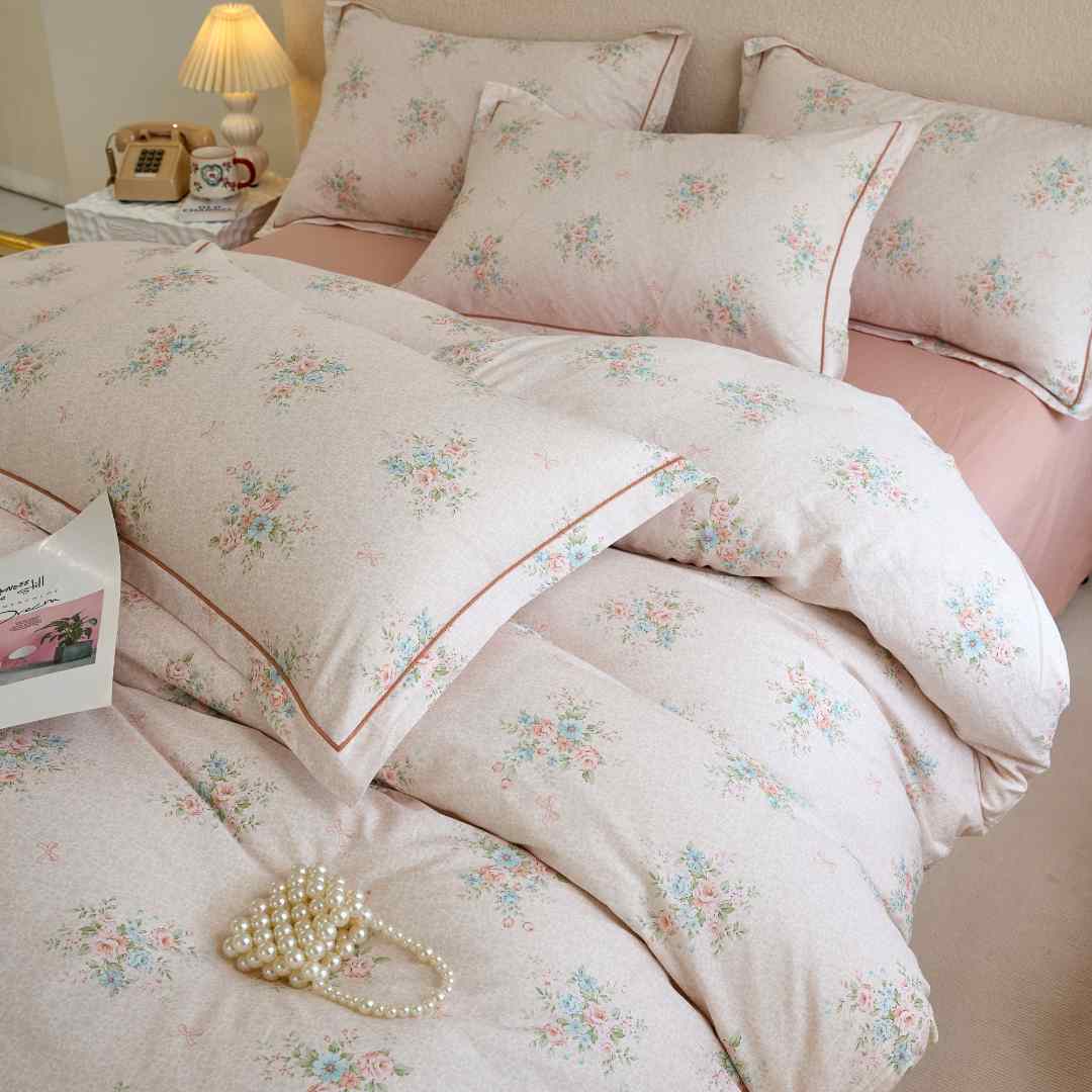 全棉斜纹印花100%纯棉小清新田园小碎花四件套学生单人宿舍三件套