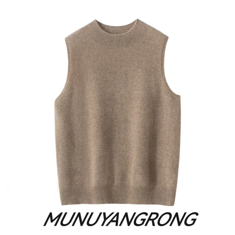 【100%纯山羊绒】一线无缝高支高密半高领经典百搭无袖羊绒内搭