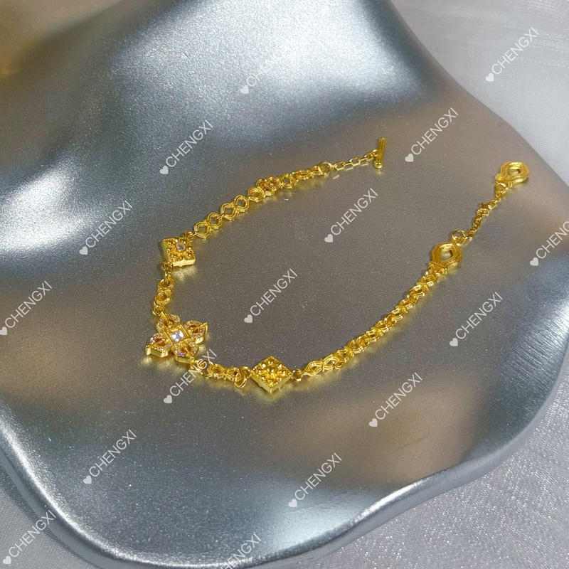 足银手链 足银镀金【藏蕴金刚杵手链】经典十字金刚杵百搭