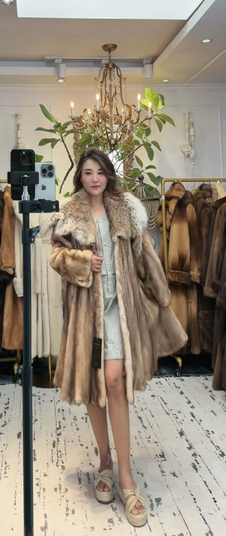 G136 日光色 貂皮大衣 衣长105 胸围120 中古皮草 