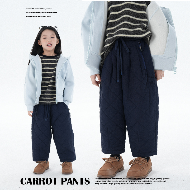 史豌豆女童藏蓝松紧腰萝卜裤  Q1462