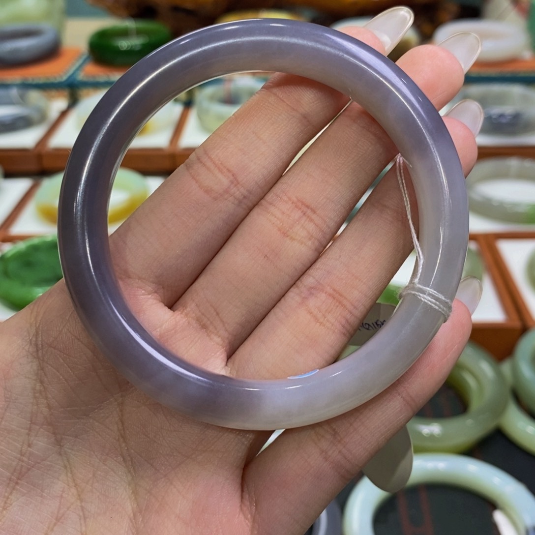 和田玉手镯未镶嵌青海梦幻仙女紫58-59