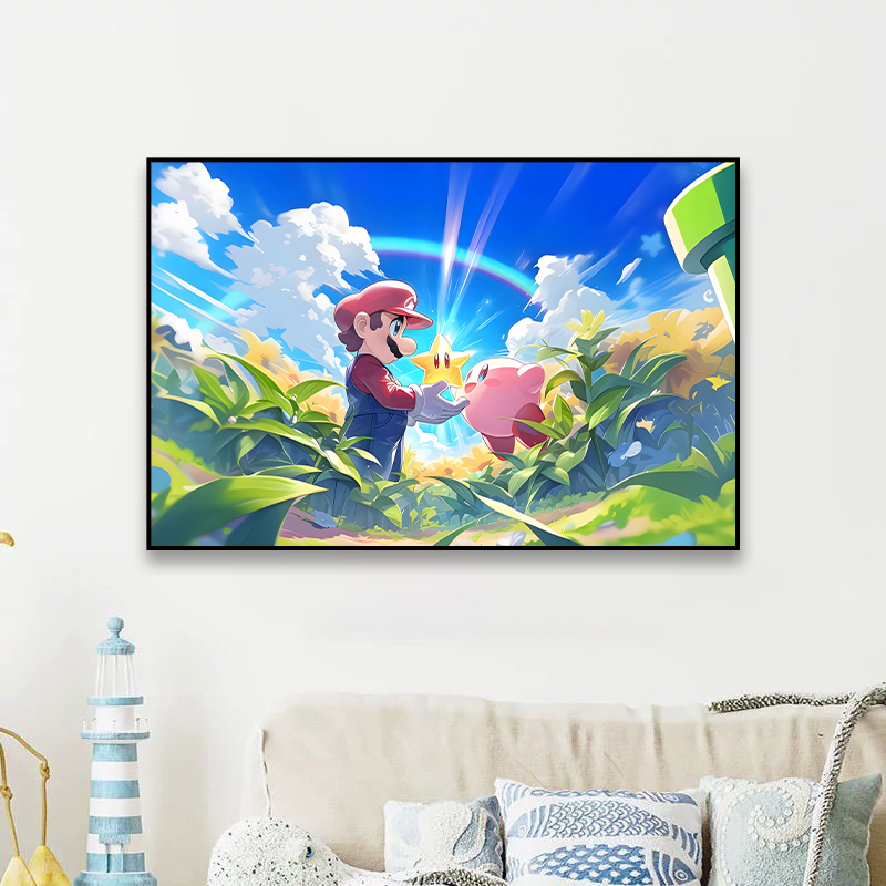 L19超级马里奥梵高星空艺术挂画玄关客厅卧室电竞房装饰画