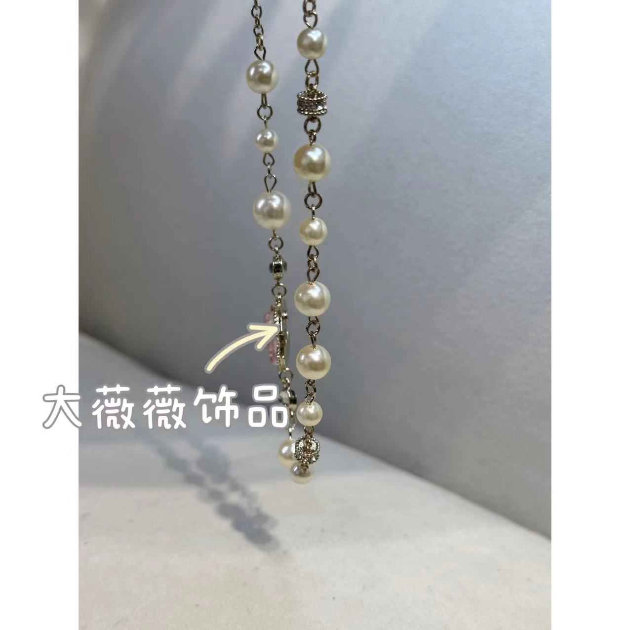 铜合金项链 粉色字母轻奢珠珠项链-67702