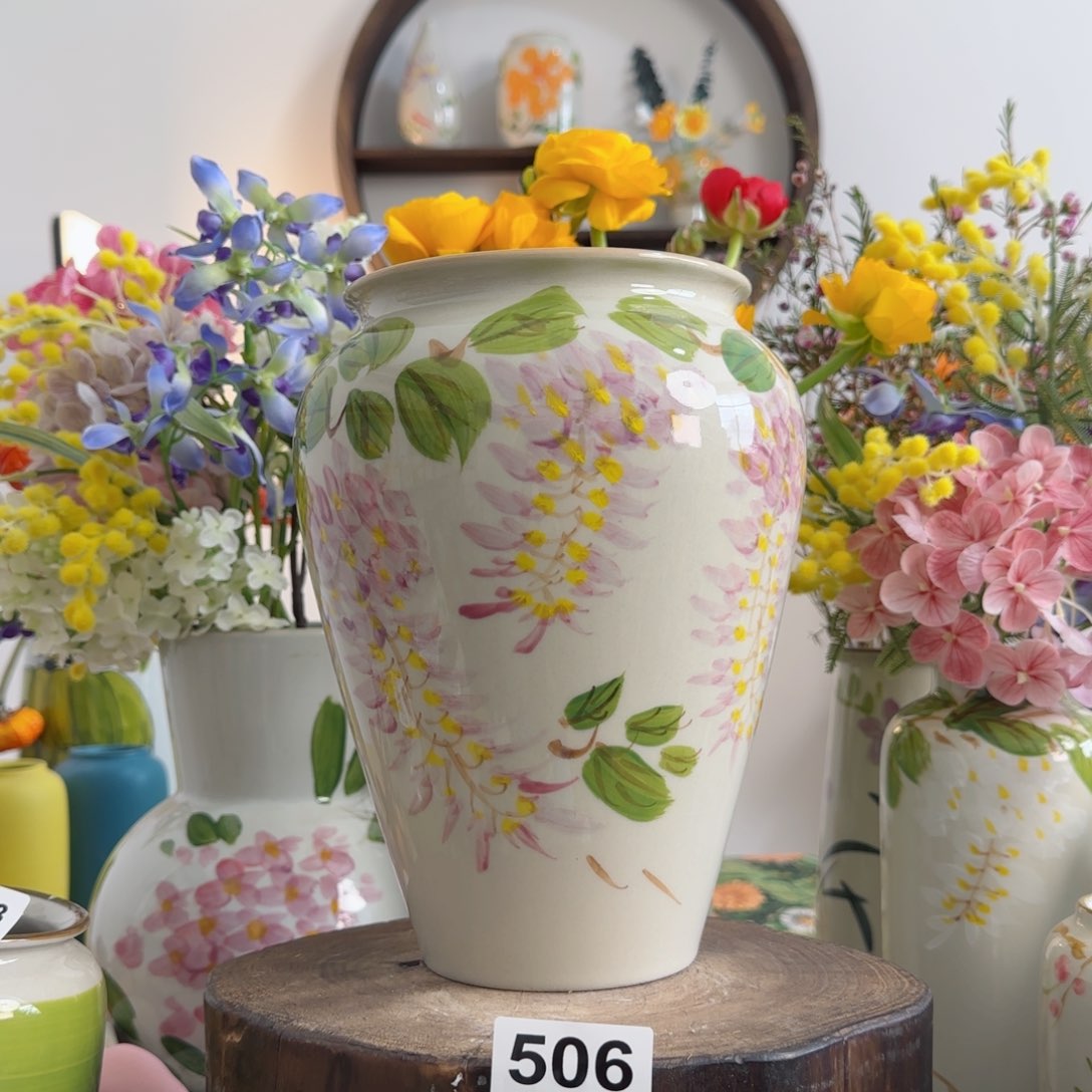 摆件景德镇陶瓷手绘小花瓶摆件无孔