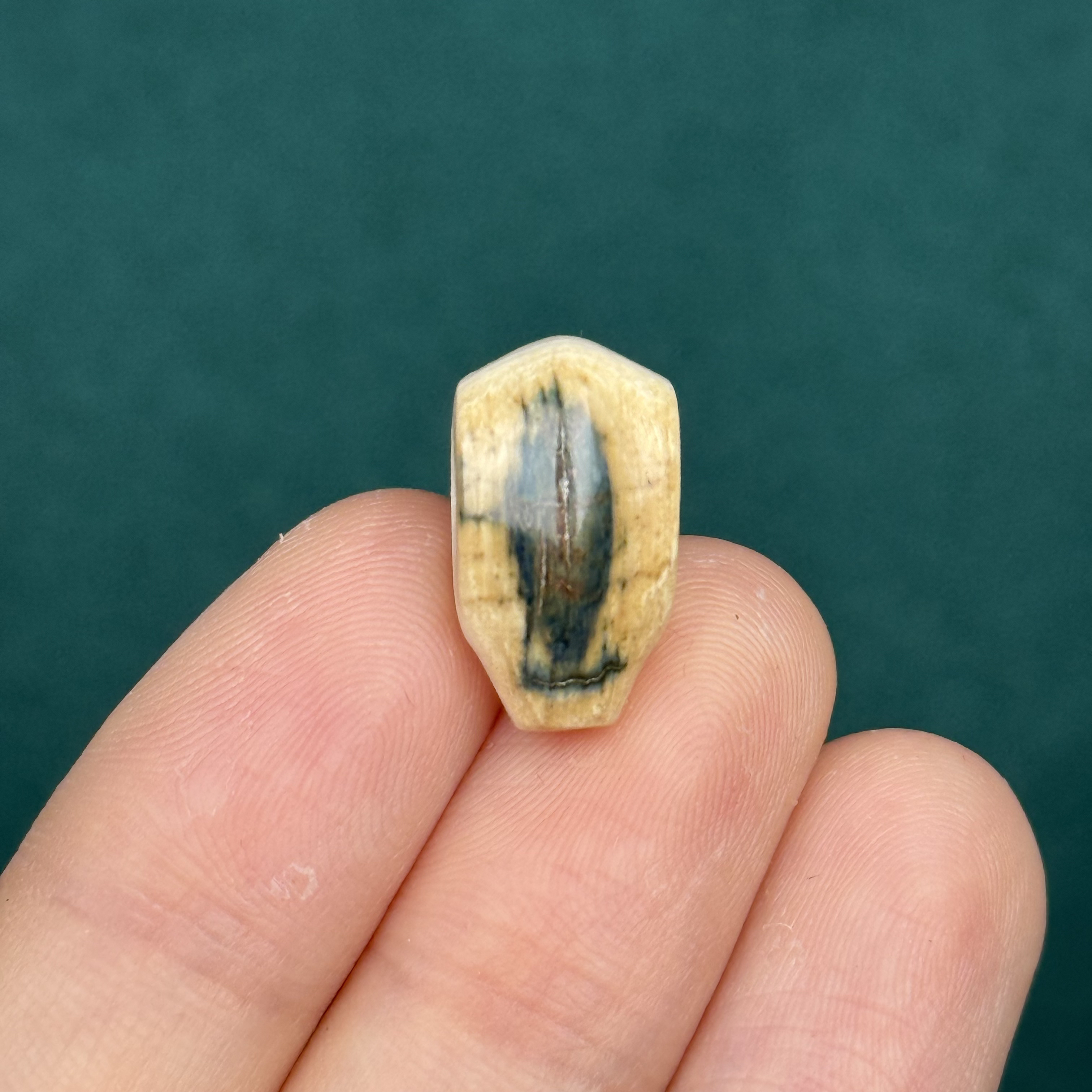 D69-73天然猛犸牙 蓝眼睛三通9.8*17.5mm支持复检假一罚十