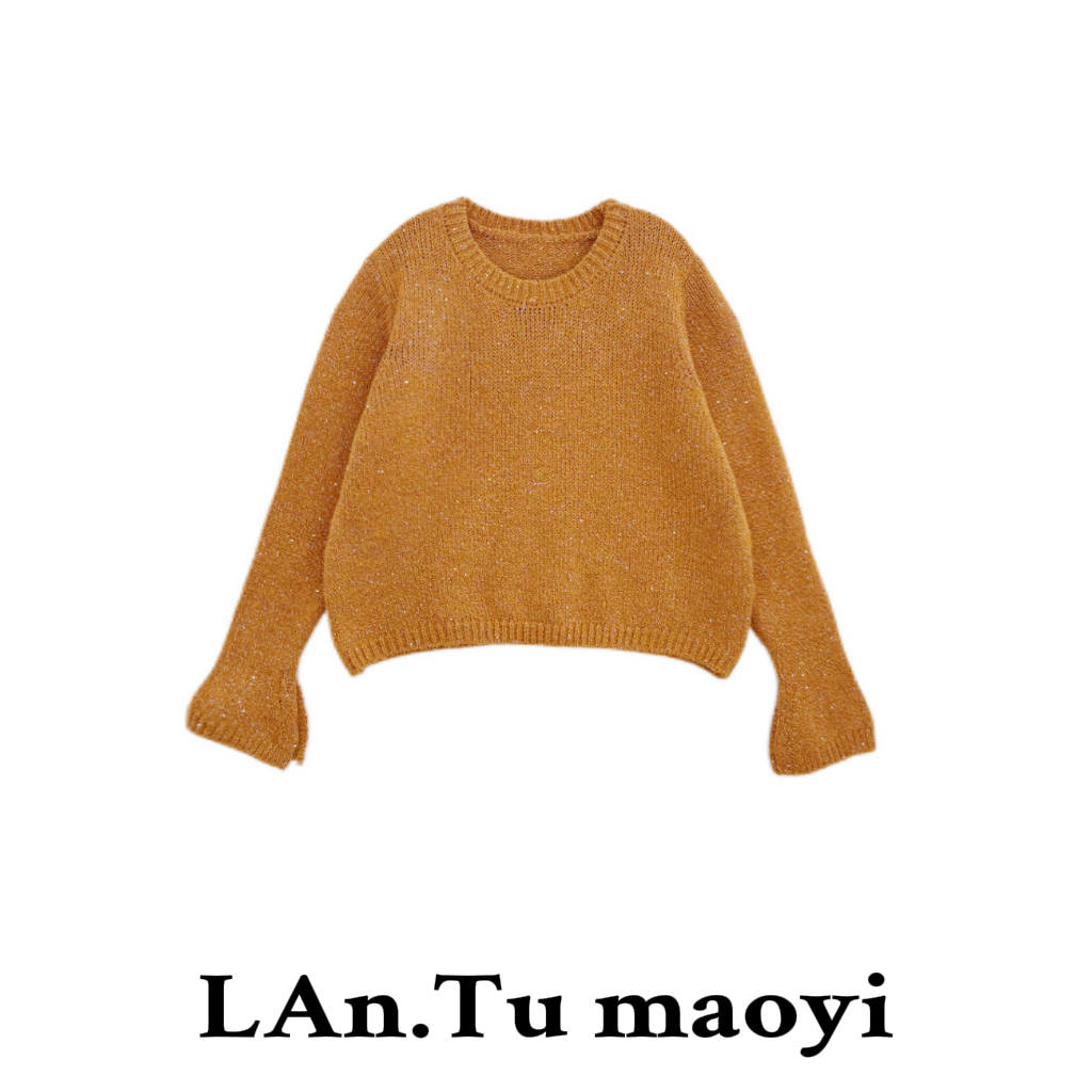 2025圆领亮片喇叭袖重工刺绣设计感小众百搭显瘦针织毛衣 LT038